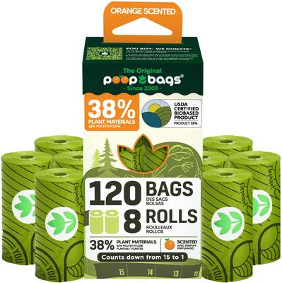 THE ORIGINAL POOP BAGS USDA Certified Biobased Rolls, Orange