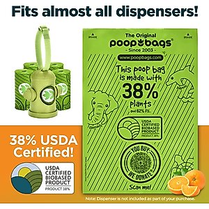 The Original Poop Bags® USDA Certified Biobased Rolls, Orange Scented, 120 count