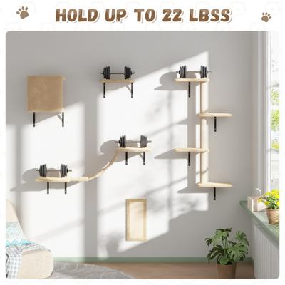 Show full view: Coziwow Wall Mounted Shelves Set Cat Tree, Beige, 5-Pack slide 5 of 12