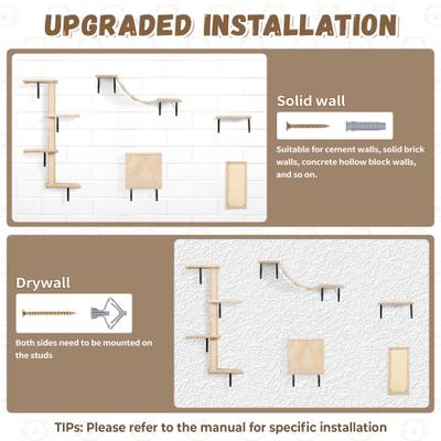 Show full view: Coziwow Wall Mounted Shelves Set Cat Tree, Beige, 5-Pack slide 6 of 12