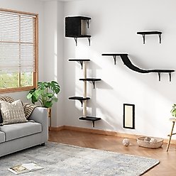 Coziwow Wall Mounted Shelves Set Cat Tree, Black, 5-Pack
