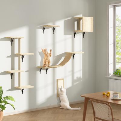 Show full view: Coziwow Wall Mounted Shelves Set Cat Tree, Beige, 5-Pack slide 9 of 12