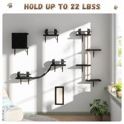 Show full view: Coziwow Wall Mounted Shelves Set Cat Tree, Black, 5-Pack slide 6 of 11