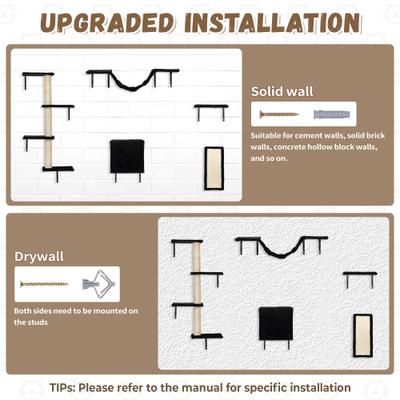 Show full view: Coziwow Wall Mounted Shelves Set Cat Tree, Black, 5-Pack slide 7 of 11