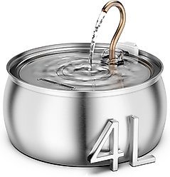 Casfuy PWS-143 Stainless Steel Cat & Dog Water Fountain with Swan-Neck Copper Spout, 135-oz