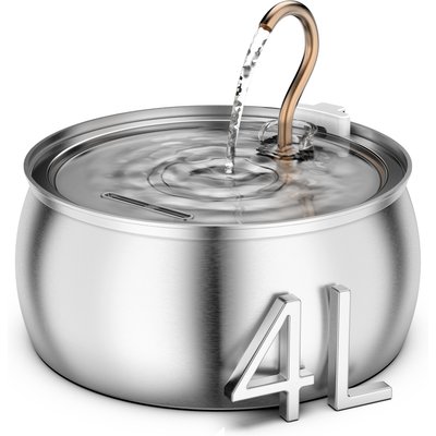 Casfuy Casfuy PWS-143 Stainless Steel Cat & Dog Water Fountain with Swan-Neck Copper Spout, 135-oz