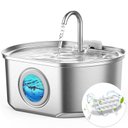 Casfuy PWS-154 Quiet Stainless Steel Dog & Cat Water Fountain with Dual Flow Modes, 108-oz