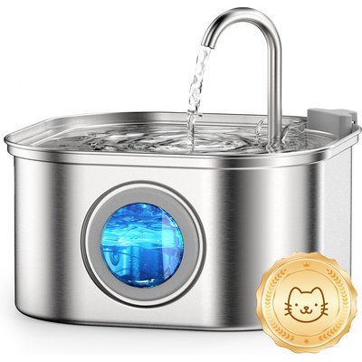 Casfuy Casfuy PWS-120 Large Water Level Window Stainless Steel Dog & Cat Water Fountain, 108-oz