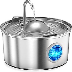 Casfuy PWS-136 Ultra Quiet Stainless Steel Dog & Cat Water Fountain with Silent Design, 108-oz