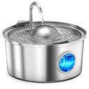 Casfuy PWS-136 Ultra Quiet Stainless Steel Dog & Cat Water Fountain with Silent Design, 108-oz
