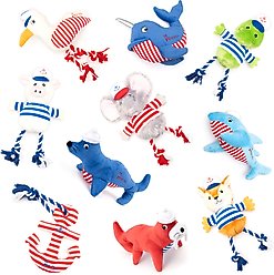 The Worthy Dog Nautical Walrus Dog Toy, Red, One Size slide 2 of 3