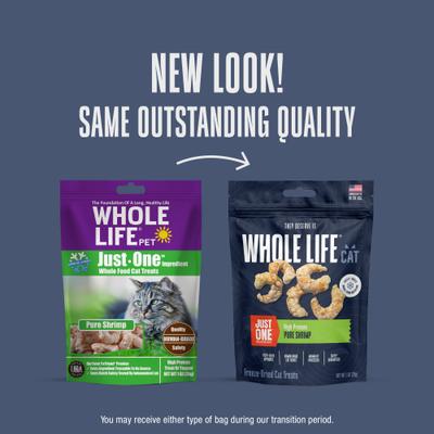 Show full view: Whole Life Just One Shrimp Freeze-Dried Cat Treats, 0.7-oz bag slide 4 of 11