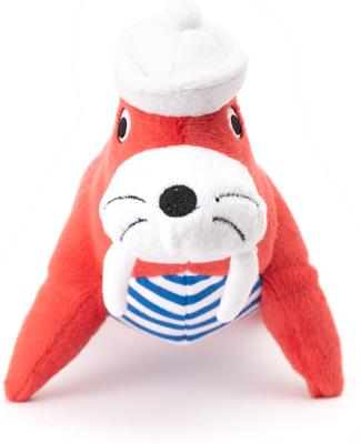 Show full view: The Worthy Dog Nautical Walrus Dog Toy, Red, One Size slide 2 of 3