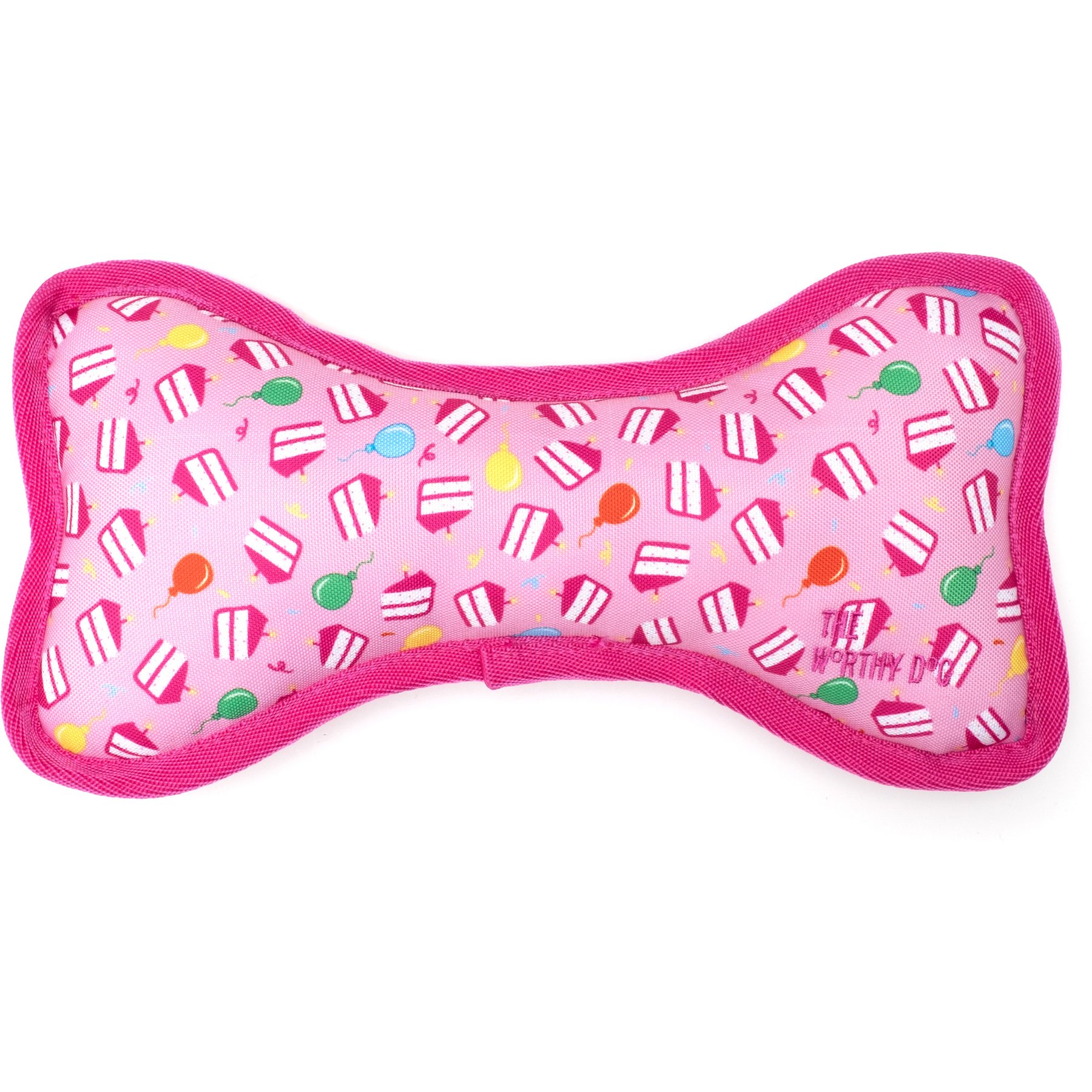 The Worthy Dog Birthday Girl Bone Dog Toy, Pink, Small