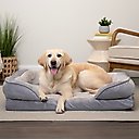 FurHaven Velvet Waves Perfect Comfort Cooling Gel Bolster Cat & Dog Bed with Removable Cover, Granite Gray, Large