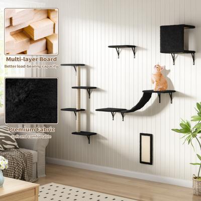 Show full view: Coziwow Wall Mounted Shelves Set Cat Tree, Black, 5-Pack slide 5 of 11