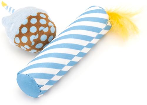 Show full view: The Worthy Cat Birthday Cupcake & Candle Cat Toy Set, Blue, One Size slide 3 of 4