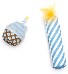 The Worthy Cat Birthday Cupcake & Candle Cat Toy Set, Blue, One Size