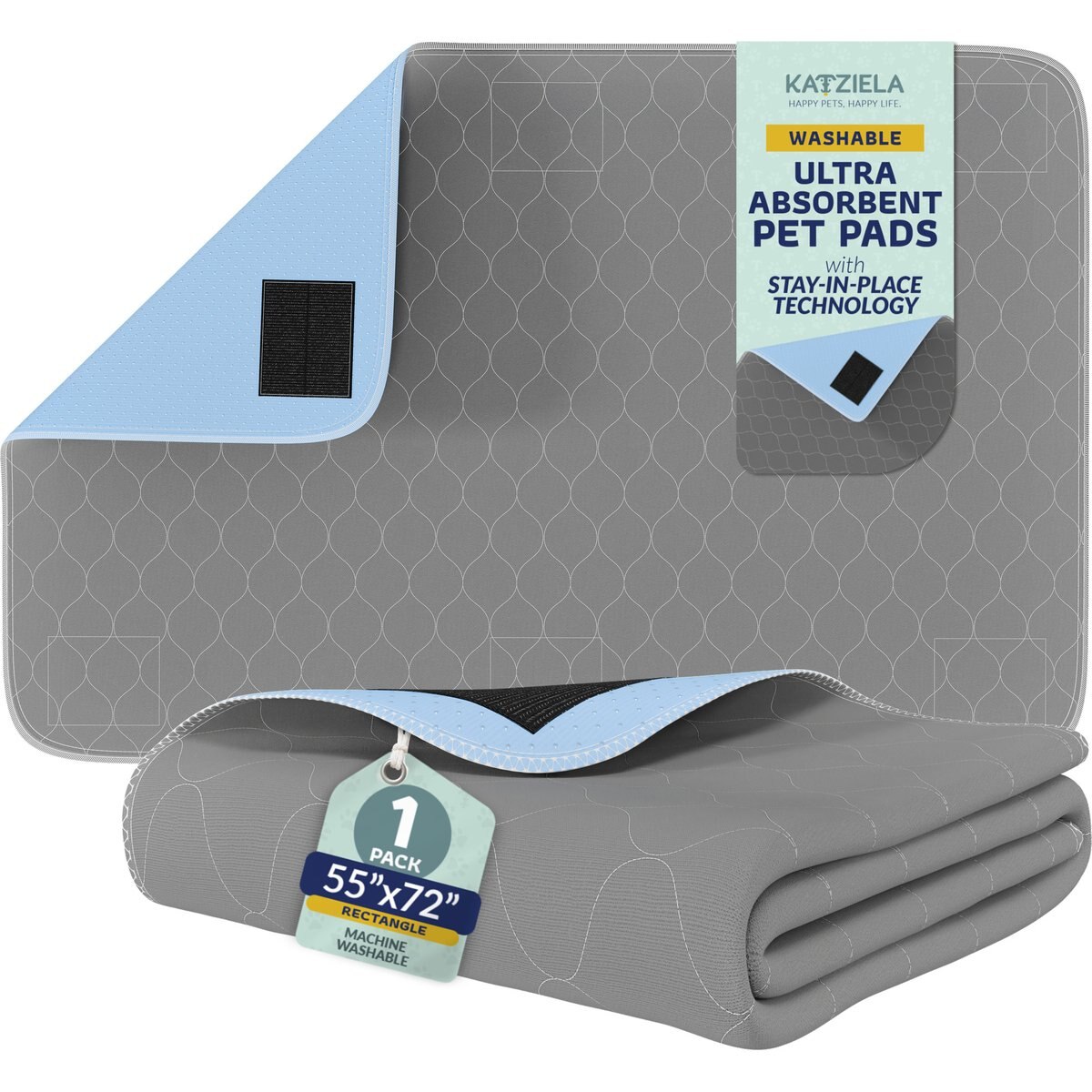 Katziela Ultra Strong Grip Washable Dog Pee Pads, 55 x 72-in, 1 count