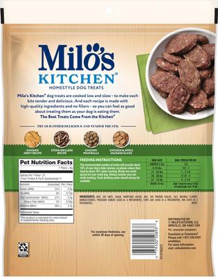 Show full view: Milo's Kitchen Beef Sausage Slices with Rice Dog Treats, 18-oz bag slide 5 of 13
