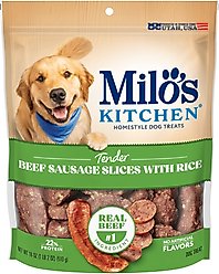 Milo's Kitchen Beef Sausage Slices with Rice Dog Treats, 18-oz bag