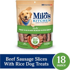 Milo's Kitchen Beef Sausage Slices with Rice Dog Treats, 18-oz bag slide 2 of 10