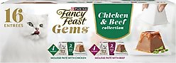 Fancy Feast Gems Mousse Pate Chicken & Beef Variety Pack Grain-Free Wet Cat Food, 2-oz tray, 16 count