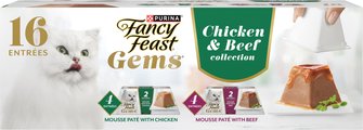 Fancy Feast Gems Mousse Pate Chicken & Beef Variety Pack Grain-Free Wet Cat Food, 2-oz tray, 16 count