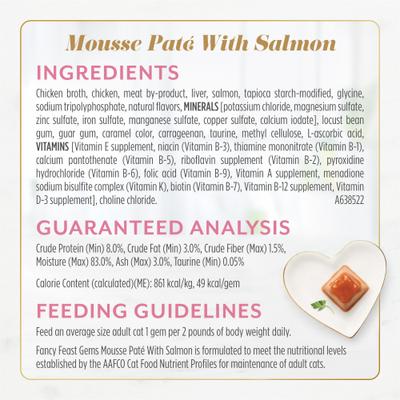 Show full view: Fancy Feast Gems Mousse Pate Salmon & Tuna Variety Pack Grain-Free Wet Cat Food, 2-oz tray, 16 count slide 8 of 12