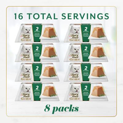Show full view: Fancy Feast Gems Mousse Chicken & a Halo of Savory Gravy Pate Wet Cat Food, 2-oz tray, 16 count slide 3 of 11