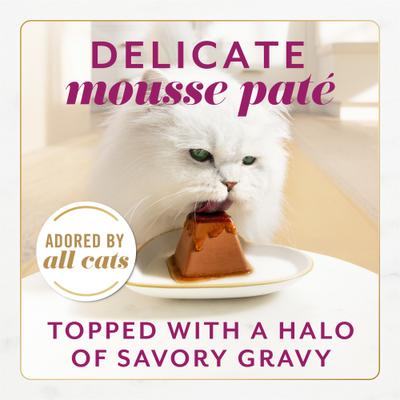 Show full view: Fancy Feast Gems Mousse Beef & a Halo of Savory Gravy Pate Wet Cat Food, 2-oz tray, 16 count slide 4 of 11