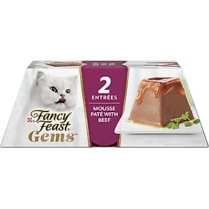 Fancy Feast Gems Mousse Beef & a Halo of Savory Gravy Pate Wet Cat Food, 2-oz tray, 16 count