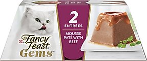 Fancy Feast Gems Mousse Beef & a Halo of Savory Gravy Pate Wet Cat Food, 2-oz tray, 16 count