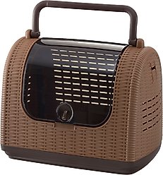 Richell Faux Wicker Dog & Cat Carrier, Brown