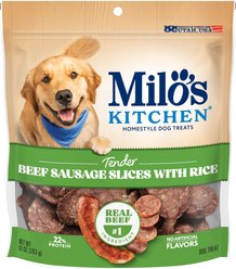 Milo's Kitchen Beef Sausage Slices with Rice Dog Treats, 10-oz bag