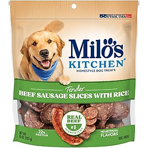 Milo's Kitchen Beef Sausage Slices with Rice Dog Treats, 10-oz bag