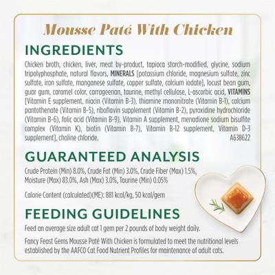 Show full view: Fancy Feast Gems Mousse Pate Chicken & Beef Variety Pack Grain-Free Wet Cat Food, 2-oz tray, 16 count slide 6 of 11