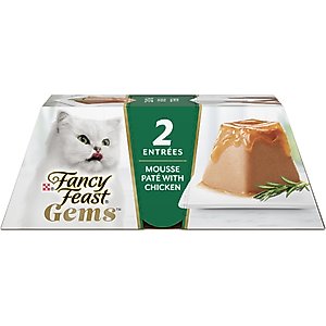 Fancy Feast Gems Mousse Chicken & a Halo of Savory Gravy Pate Wet Cat Food, 2-oz tray, 16 count