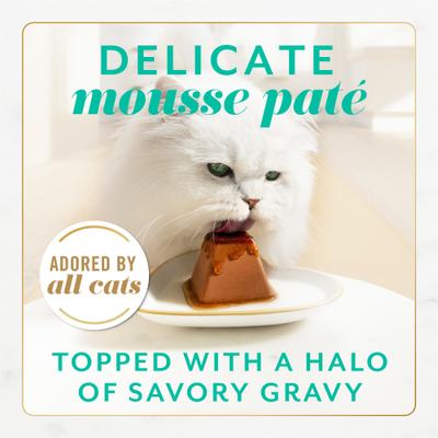 Show full view: Fancy Feast Gems Mousse Tuna & a Halo of Savory Gravy Pate Wet Cat Food, 2-oz tray, 16 count slide 4 of 11