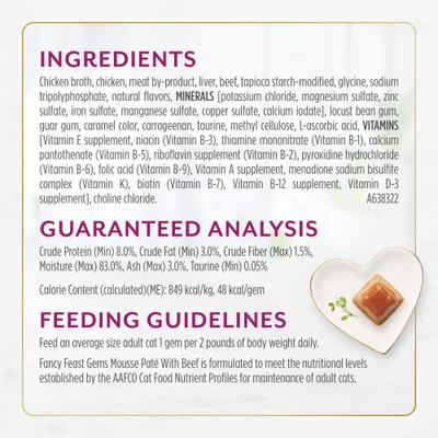 Show full view: Fancy Feast Gems Mousse Beef & a Halo of Savory Gravy Pate Wet Cat Food, 2-oz tray, 16 count slide 7 of 11