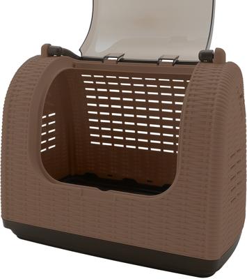 Show full view: Richell Faux Wicker Dog & Cat Carrier, Brown slide 6 of 6