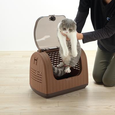 Show full view: Richell Faux Wicker Dog & Cat Carrier, Brown slide 3 of 6