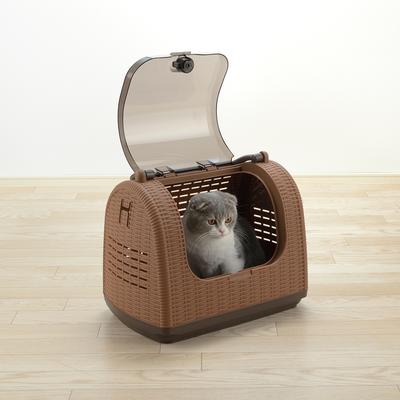 Show full view: Richell Faux Wicker Dog & Cat Carrier, Brown slide 4 of 6