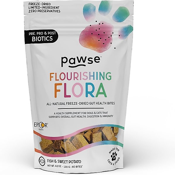 Show full view: Pawse Flourishing Flora Digestive Aid Supplement for Dogs, 60 count slide 1 of 3