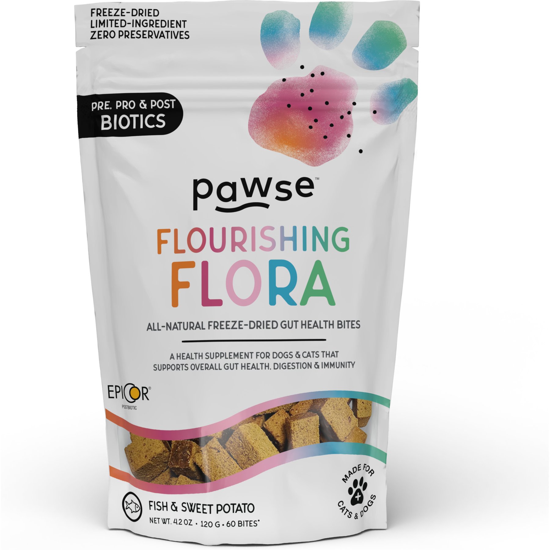 Pawse Flourishing Flora Digestive Aid Supplement for Dogs, 60 count