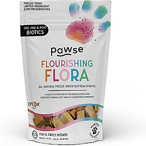 Pawse Flourishing Flora Digestive Aid Supplement for Dogs, 60 count
