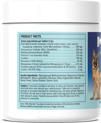 Show full view: Myristin Hip & Joint Health Supplements for Dogs & Cats, 120 count slide 3 of 4