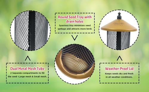 Show full view: Happy Wings Dual Mesh Wild Bird Feeder, Gold slide 5 of 8