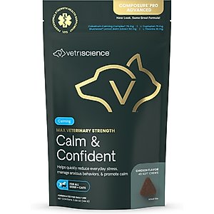 VetriScience Max Veterinary Strength Calm & Confident Chicken Flavored Supplement Chews Dogs & Cats, 45 Count