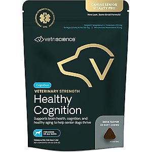 VetriScience Veterinary Strength Healthy Cognition Duck Flavored Supplement Chews for Dogs, 60 Count